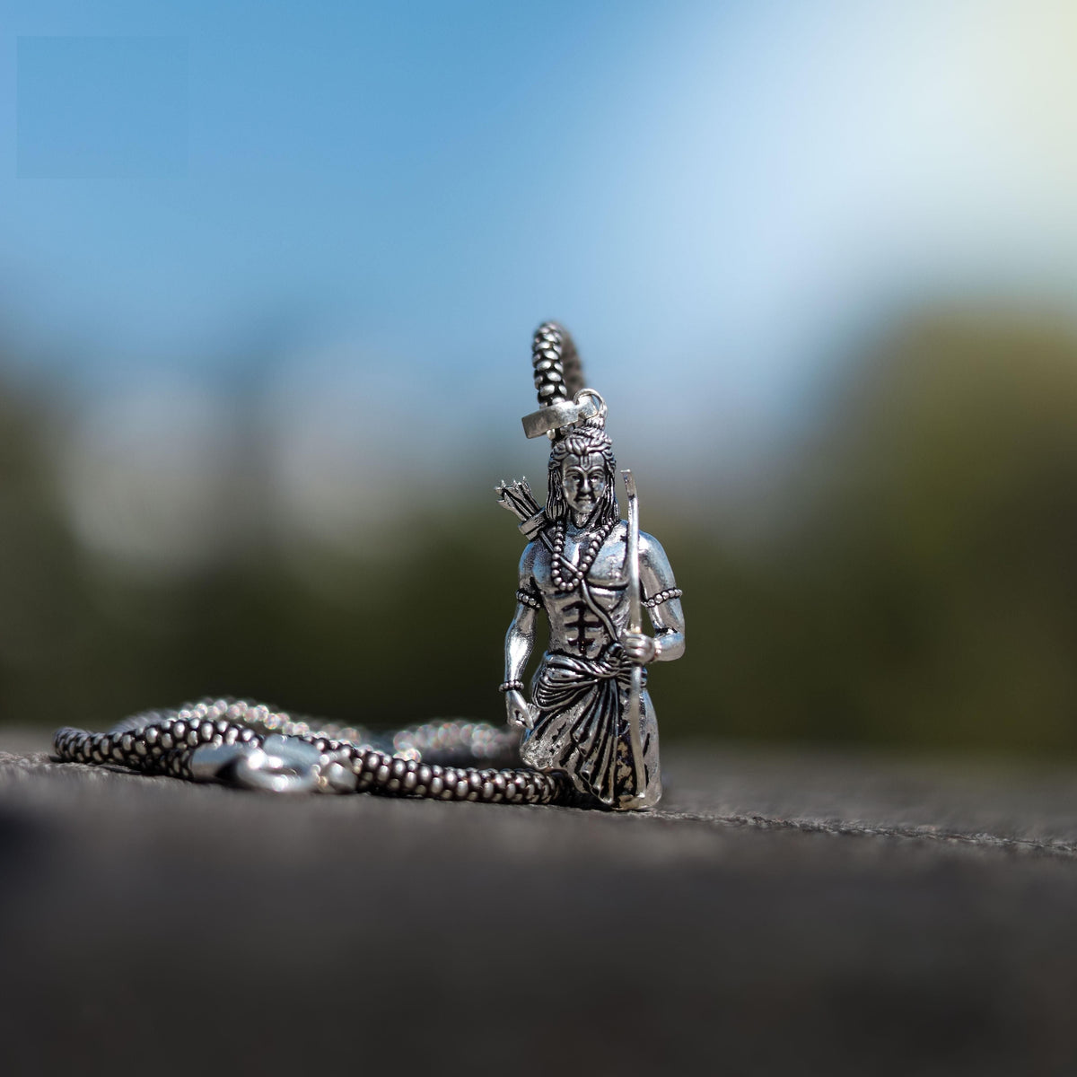 Lord Ram Premium Silver Pendant Chain